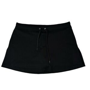 Aspire Women's Black Drawstring Waist Stretch Skort Skirt w/ Built In Shorts